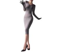 HTRUIYATY Bodystocking Donna Collant Sheer Camicia da Notte Sexy Pigiama Trasparente Bodycon Dress Bodystocking 120 Denier