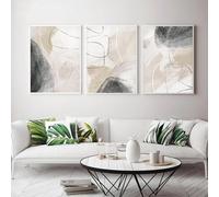 HTRYwerdf astratto beige nero grigio acquerello linea manifesto stampe Moderni parete arte minimalismo tela olio foto soggiorno camera casa Decorazioniazioni 50x70cmx3 senza cornice