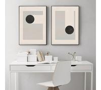 HTRYwerdf astratto geometrico beige nero linea poster stampe stile bohémien parete arte modernità medio secolo tela disegno Quadro soggiorno camera casa Decorazioniazioni 40x60cmx2 senza cornice