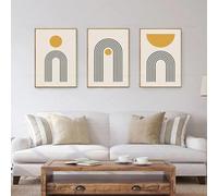 HTRYwerdf astratto giallo beige blocco linea poster stampa Moderni parete arte nordico semplice tela disegno Quadro soggiorno camera camera da letto casa Decorazioniazioni 50x70cmx3 senza cornice
