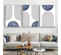 HTRYwerdf Boemia Parete arte astrazione geometria blu linea manifesto stampa Moderni medio secolo tela dipinti Quadro soggiorno camera camera da letto casa Decorazioniazioni 50x70cmx3 senza cornice