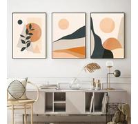 HTRYwerdf Boemia Parete arte astrazione geometria sole linee foglie poster stampe modernità stile tela dipinti Quadro foresta soggiorno camera casa Decorazioniazioni 50x70cmx3 senza cornice