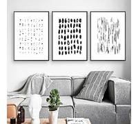 HTRYwerdf Boemia Parete arte astrazione nero bianco acquerello strisce manifesto stampa Quadro minimalismo tela disegno soggiorno stanza casa Decorazioniazioni 40x60cmx3 senza cornice