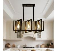 HTsilphelene lampadari da cucina, lampadario della tavola da pranzo, lampadari da cucina per la sala da pranzo il salone, corridoio del foyer, struttura di legno. (Nero,3 luci)