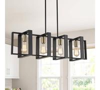 HTsilphelene lampadari da cucina, lampadario della tavola da pranzo, lampadari da cucina per la sala da pranzo il salone, corridoio del foyer, struttura di legno. (Nero,4 luci)