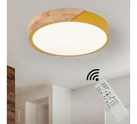 HTsilphelene Plafoniera Led Soffitto in Legno,plafoniere Con Paralume in Acrilico,Dimmerabile 3000K-6000K Plafoniera Per Soggiorno,Camera Da Letto,Cucina,Soggiorno,Corridoio (Yellow,40CM)