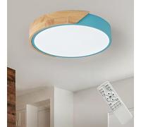 HTsilphelene Plafoniera Led Soffitto in Legno,plafoniere Con Paralume in Acrilico,Dimmerabile 3000K-6000K Plafoniera Per Soggiorno,Camera Da Letto,Cucina,Soggiorno,Corridoio (Blue,40CM)