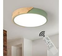 HTsilphelene Plafoniera Led Soffitto in Legno,plafoniere Con Paralume in Acrilico,Dimmerabile 3000K-6000K Plafoniera Per Soggiorno,Camera Da Letto,Cucina,Soggiorno,Corridoio (Green,30CM)