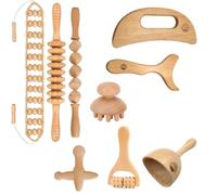 HTT Global 9-Piece Wooden Massager Set, Complete Kit for Body, Hand, Back, and Foot Massage, Natural Anti-Stress and Relaxation Tools, Muscle Therapy and Relaxation Accessories.