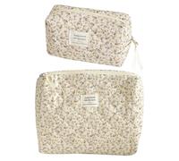 HTTDSLF 2 Pezzi Borsa per Cosmetici Donna, Borsa per Cosmetici per Donna Personalizzata Iniziale, Trousse Trucchi Organizer, Pochette da Viaggio Mare Elegante, Ideale Come Regalo da Viaggio (Giallo)