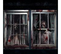 HTTDSLF 2 Set Tenda per Finestra di Halloween 120X80cm, Copertura per Finestra di Halloween, Tende Spaventose Addobbi, Party Festa Porta Cucina Tenda Finestre Appendere Decorations