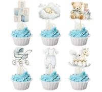 HTTDSLF 24 Pezzi Topper Torta Orsetto, Decorazioni Torta Cake Topper per Baby Shower, Decorazioni Allestimento Battesimoo, Addobbi Battesimo Bimbo, TTorta Battesimo Nascita Baby Party