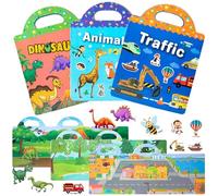 HTTDSLF 3 Pezzi Stickers Bambini Attacca Stacca, Adesivi Bambini, Libri Adesivi Libro Stickers, Libro Adesivi Attacca e Stacca Bambini, Libri Giocattoli per Bambini 2 3 4 5 6 Anni, Sticker Book Regalo