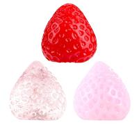 HTTDSLF 3 Pezzi Taba Squishy Kit, Antistress con Forma Realistica di Una Fragola e Frutta, Fufu Squishy, Antistress Giocattoli da Spremere di Fragola