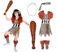 HTTDSLF Costume da Cavernicola per Bambini, Costumes Preistoria Bambini, Costume delle Caverne, per Halloween Carnevale Spettacolo di Festa