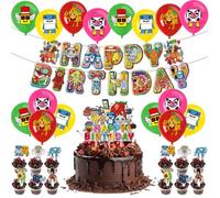 HTTDSLF Decorazione per feste di compleanno, Decorazione di Compleanno Cartone Animato, Decorazioni Feste di Compleanno Brainrot, Striscione, Palloncini, Topper per Cupcake, per Ragazze e Ragazzi