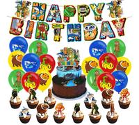 HTTDSLF Decorazioni Feste di Compleanno Brainrot, Decorazione per feste di compleanno, Decorazione di Compleanno Cartone Animato, Striscione, Palloncini, Topper per Cupcake, per Ragazze e Ragazzi