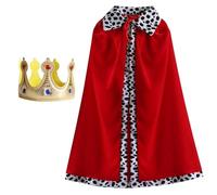 HTTDSLF Mantello del Principe Bambini con Corona, Mantello di Re Ragazzo con 1 Corona, Costume da Principe Re Regina Cappotto Reale Cosplay Halloween Carnevale Festa a tema Accessori per travestimento