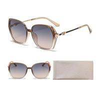 HTTDSLF Occhiali da Sole Donna, Eleganti Vintage Rettangolari Oversize Occhiali Sole Donna, Protezione UV400, per il Viaggio Guida Spiaggia Esterna, con Borse per Occhiali