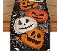 HTTDSLF Runner da Tavola Halloween Tovagliette, Lanterna con Zucche a Ragnatela Runner da Tavolo, Giorno dei Morti Addobbi Halloween Decorazioni, Decorazioni Casa da Tavola Vacanze, Feste 33x183CM