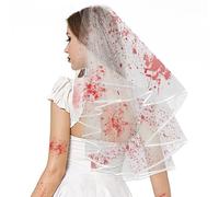 HTTDSLF Velo Insanguinato Halloween, Velo di Sangue Gotico con Pettine, Costume di Dia de Los Muertos Masquerade, per Feste di Halloween Carnevale, Accessori Cosplay per Donne e Ragazze