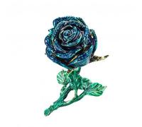 HTTGDGDH Regalo di San Valentino per La Fidanzata, Scatola Portagioie con Strass Intarsiati A Forma di Rosa, Anello in Lega 3D, Collana, Orecchini, Portaoggetti(Azzurro Cielo)