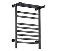 HTTGDGDH Scaldasalviette Elettrico in Fibra di Carbonio, Scaldasalviette Elettrico Intelligente in Alluminio Spaziale, Scaldasalviette Elettrico A Parete per Bagno, Nero, Plug-in,(Nero-Cablato)