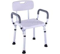 HTTGDGDH Sgabelli Sgabello da Bagno Sedia da Bagno Sgabello da Doccia Sedile in Alluminio Leggero con Braccioli Antiscivolo Regolabile(E Bianca)
