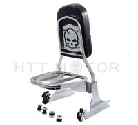 HTTMT Schienale Sissy Bar Rimovibile Chrome Skull Per Harley Softail FLH