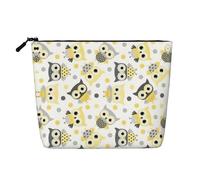 HTTUP Animal Cartoon Owls Cute Print Business Trip Essential Single-layer Makeup Bag Zip Pouch Donna Grande Capacità, Nero, Taglia Unica, Nero, One Size