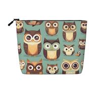 HTTUP Animal Cartoon Owls Cute Print Business Trip Essential Single-layer Makeup Bag Zip Pouch Donna Grande Capacità, Nero, Taglia Unica, Nero, One Size