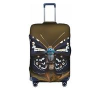 Httup Bella copertura per bagagli da viaggio con stampa di ali di falena pratica elastica lavabile con cerniera nascosta per valigie, Bianco, Large