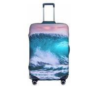 HTTUP Blue Ocean Wave Stampa Pratica Elastico Lavabile Bagagli Da Viaggio Copertura con Cerniera Nascosta per Valigie, bianco, M