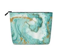 HTTUP Borsa per il trucco a strato singolo con stampa marmorizzata turchese oro viaggio d'affari borsa con cerniera grande capacità da donna, nero, taglia unica, Nero, One Size