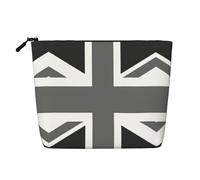 HTTUP Borsa per il trucco con stampa della bandiera nazionale del Regno Unito, borsa per il trucco essenziale a strato singolo con cerniera, grande capacità, nera, taglia unica, Nero, One Size
