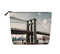 HTTUP Brooklyn Bridge s Print Business Trip Essential borsa per il trucco monostrato con cerniera borsa donna grande capacità, nero, taglia unica, Nero, One Size