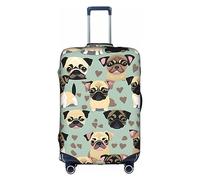 HTTUP Carino Chihuahua Pug Pattern Stampa Pratico Elastico Lavabile Copertura Dei Bagagli Da Viaggio con Cerniera Nascosta per Valigie, Bianco, Large