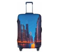Httup Chicago Night Print Pratico Elastico Lavabile Copertura Bagagli da Viaggio con Cerniera Nascosta per Valigie, Bianco, Small, Bianco, Small