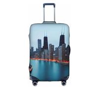 HTTUP Chicago Stampa Pratica Elastico Lavabile Viaggio Bagagli Copertura con Cerniera Nascosta per Valigie, bianco, Medium