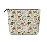 HTTUP Coffee and Sweets Sugar Chocolate Print Business Trip Essential Borsa per il trucco monostrato con cerniera da donna grande capacità, nero, taglia unica, Nero, One Size