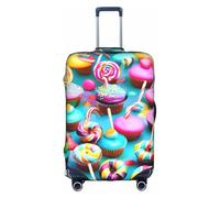 Httup Copertura per bagagli da viaggio colorata con dolce lecca-lecca cupcake ciambella stampa pratica elastica lavabile con cerniera nascosta per valigie, bianco, XL, Bianco, X-Large