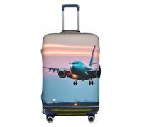 HTTUP Copertura per bagagli da viaggio con stampa di aeroplano nelle luci della sera, pratica, elastica, lavabile, con cerniera nascosta per valigie, bianco, L