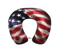HTTUP Cuscino cervicale da viaggio con stampa bandiera americana, in memory foam, supporto per testa e collo, per aerei, auto, casa e ufficio