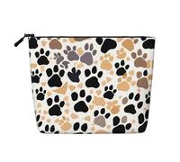 HTTUP Cute Dog Paw Prints Print Business Trip Essential Single-layer Makeup Bag Zip Pouch Donna Grande Capacità, Nero, Taglia Unica, Nero, One Size