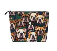 HTTUP Cute English Bulldog Print Business Trip Essential Single-layer Makeup Bag Zip Pouch Donna Grande Capacità, Nero, Taglia Unica, Nero, One Size