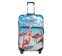 Httup Flock of Pink Flamingos on the Beach Print Pratico elastico lavabile Travel Luggage Cover con cerniera nascosta per valigie, bianco, XL, Bianco, X-Large