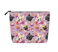 HTTUP French Little Bulldog Print Business Trip Essential Single-layer Makeup Bag Zip Pouch Donna Grande Capacità, Nero, Taglia Unica, Nero, One Size