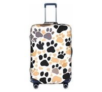 HTTUP Graziosa copertura per bagagli da viaggio con stampa di zampe di cane pratica elastica lavabile con cerniera nascosta per valigie, bianco, L