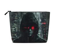 HTTUP Hacker Era Borsa per il trucco da donna con stampa viaggio d'affari essenziale monostrato con cerniera grande capacità, nero, taglia unica, Nero, One Size