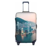 HTTUP Hong Kong Stampa Pratica Elastico Lavabile Copertura Bagagli Viaggio con Cerniera Nascosta per Valigie, bianco, Medium